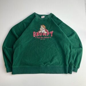 Vintage 90’s Disney Grumpy Fleece Sweatshirt Embroidered Green Oversized Large
